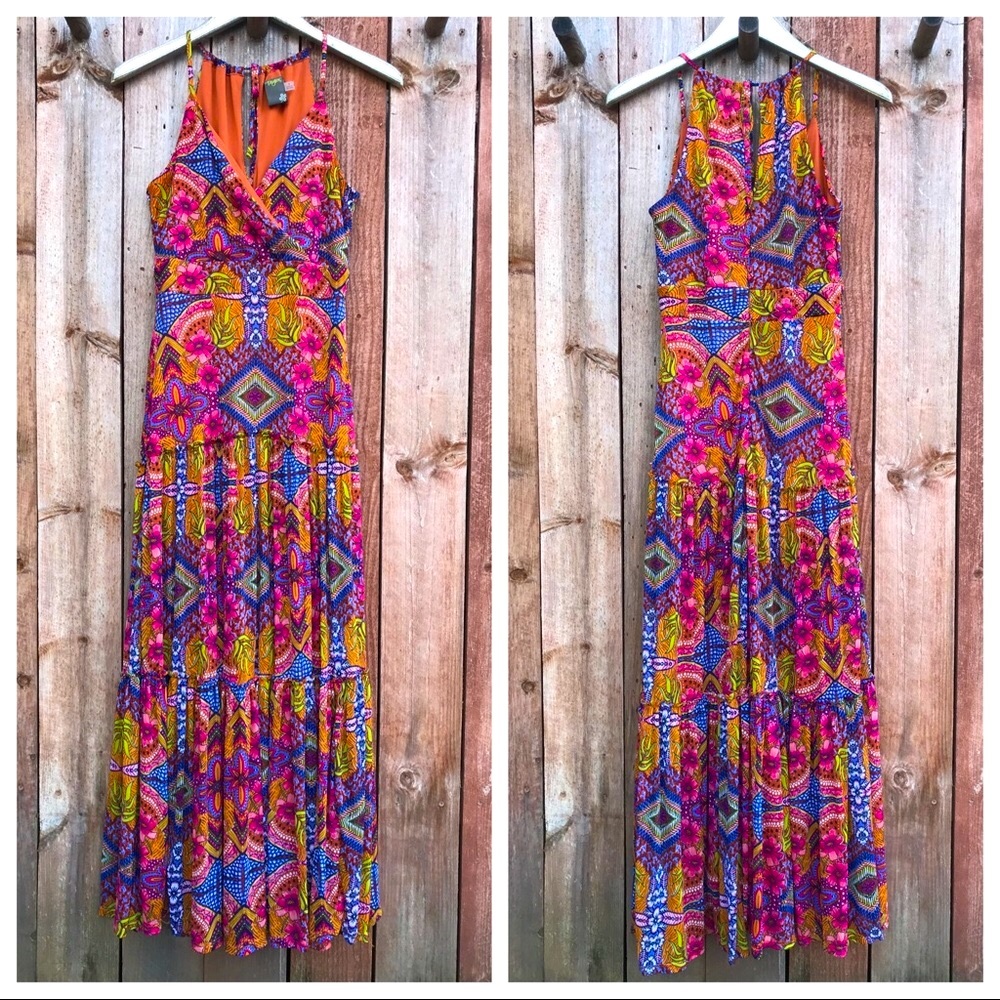 Taylor Tribal Maxi Dress Floral Burnt Orange Ethnic Rustic Formal Special